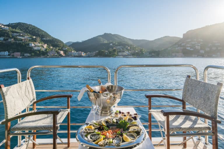 Seafood lunch set on the aft deck