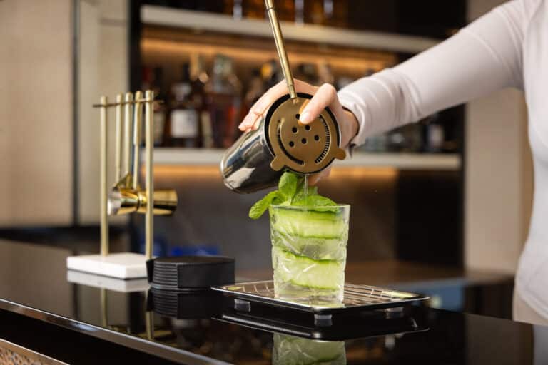 Cocktail being prepared at the bar