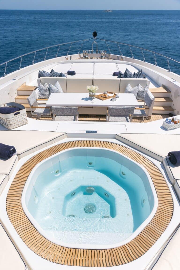 Jacuzzi on the sun deck of a yacht
