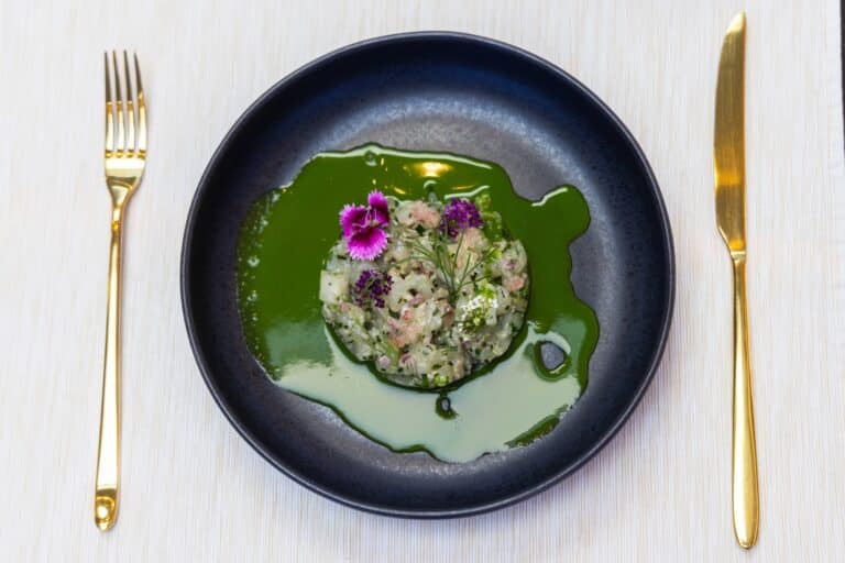 Gourmet dish served on board