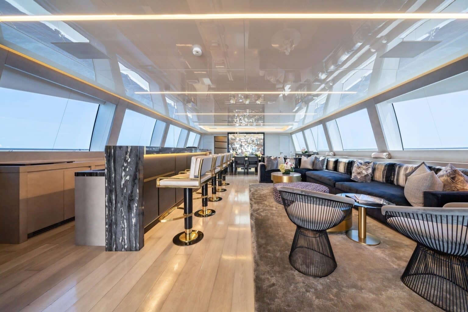 Yacht main salon and bar
