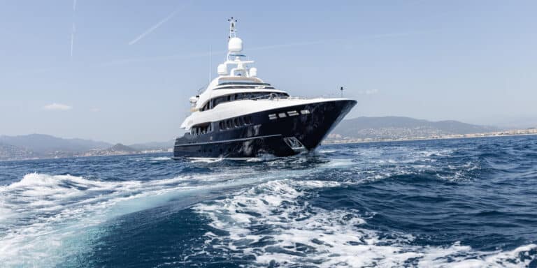 Yacht at sea off the Riviera coast