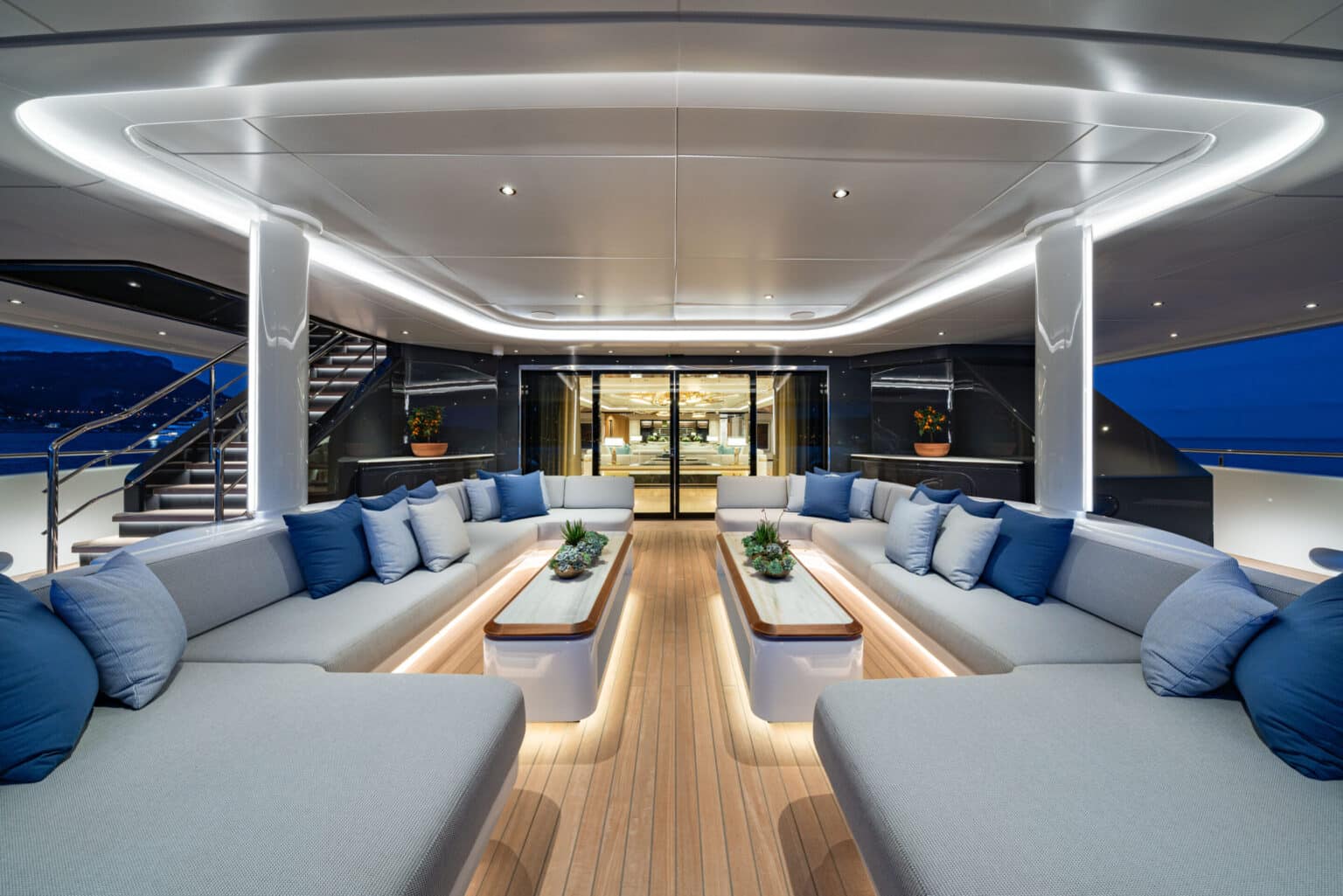 Yacht lounge with sofas
