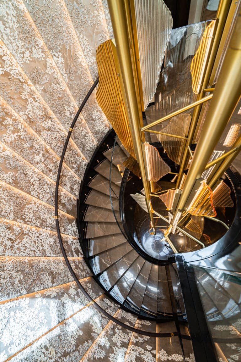 Spiral staircase on board