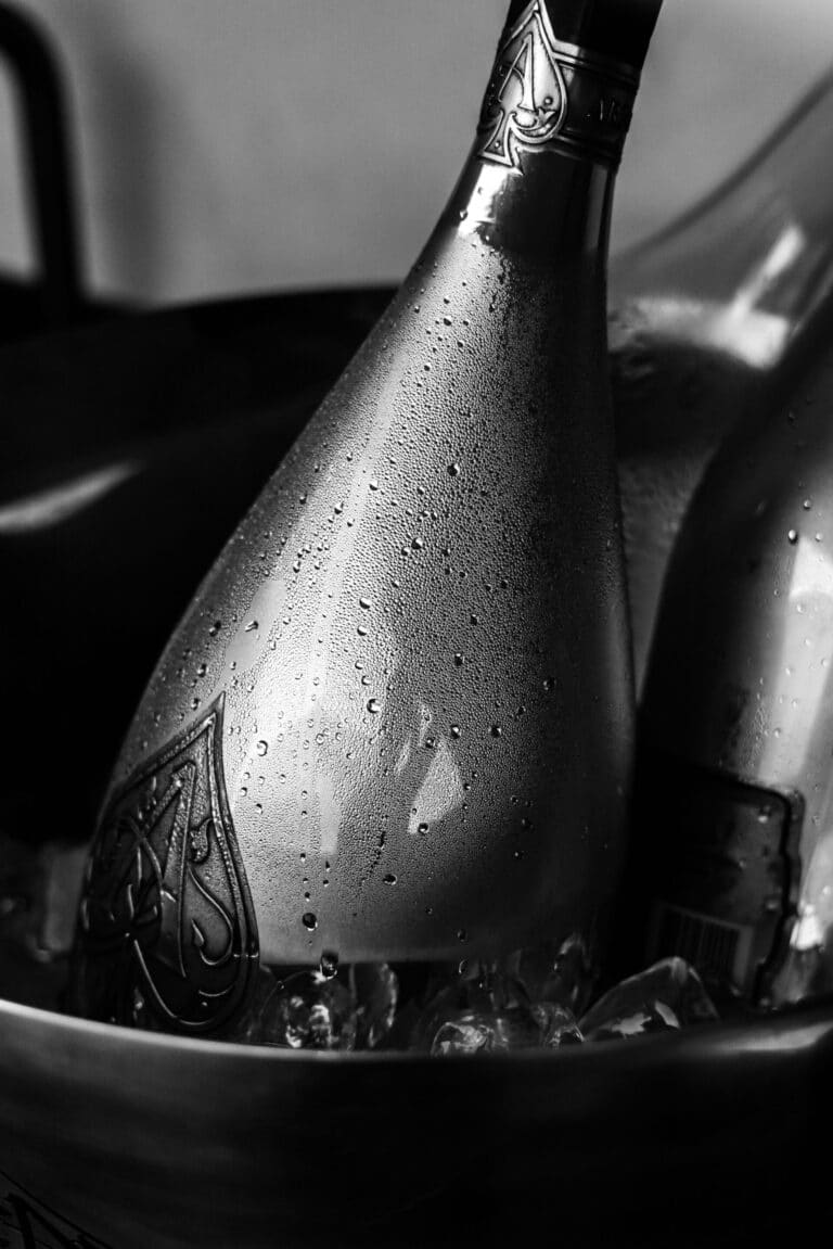 Champagne bottles in an ice bucket
