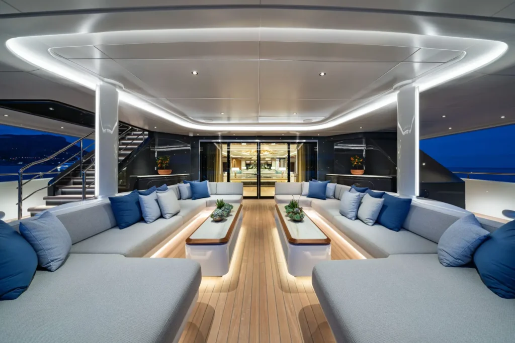 Yacht at night — Monaco Yacht Show